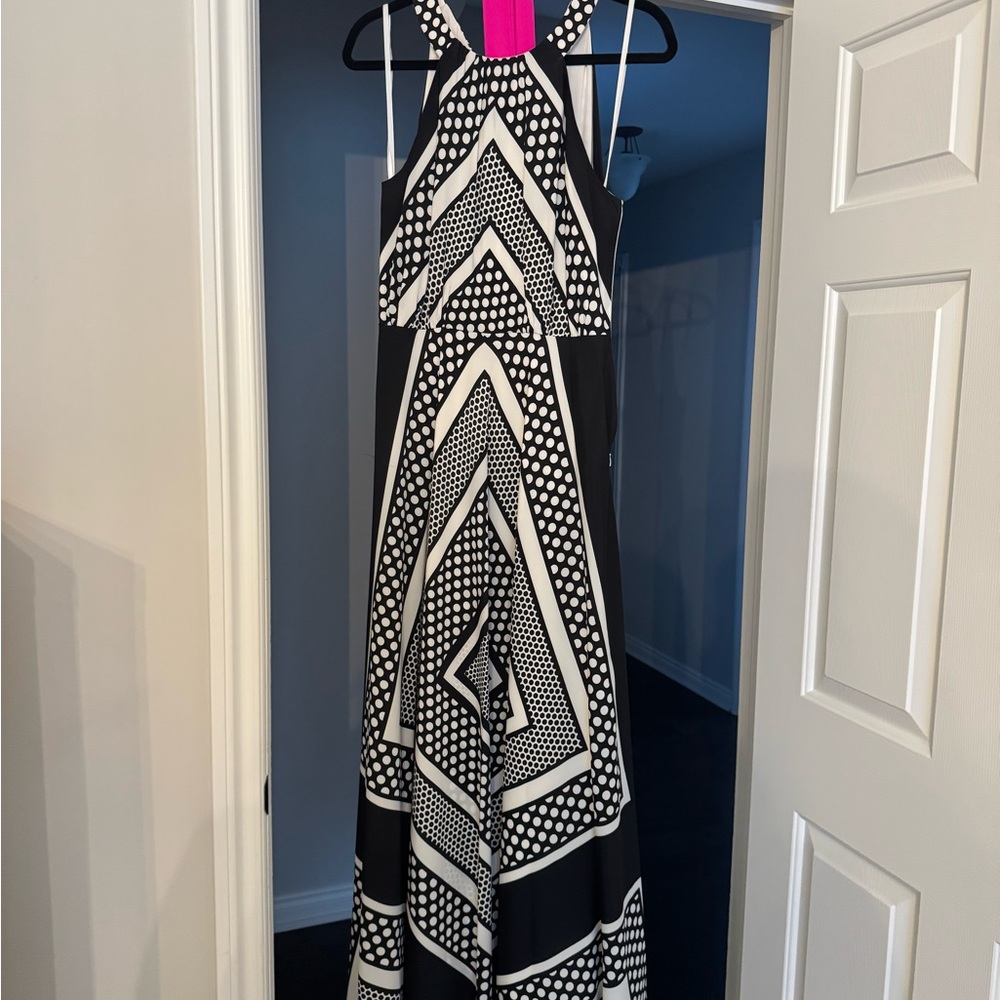 Eliza J Black and White Patterned Maxi Dress